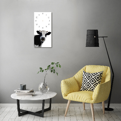 Rechthoekige glazen wandklok Gevlekte koe