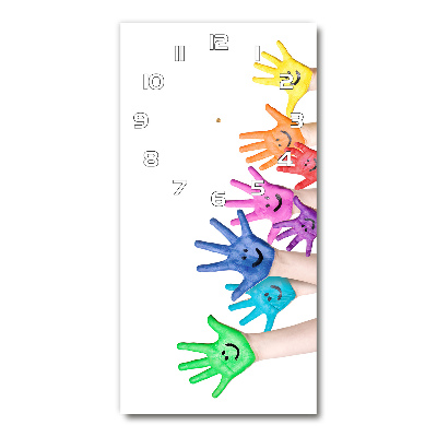 Rechthoekige glazen wandklok Geschilderde handen