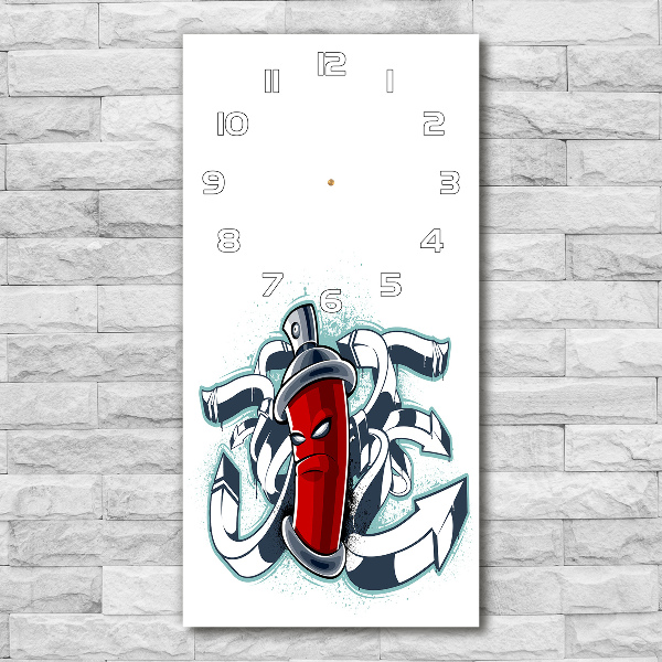 Rechthoekige glazen wandklok Graffiti