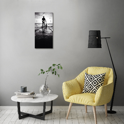 Rechthoekige glazen wandklok Gitarist op de pier