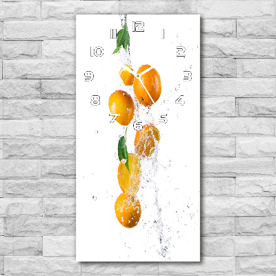 Rechthoekige glazen wandklok sinaasappels