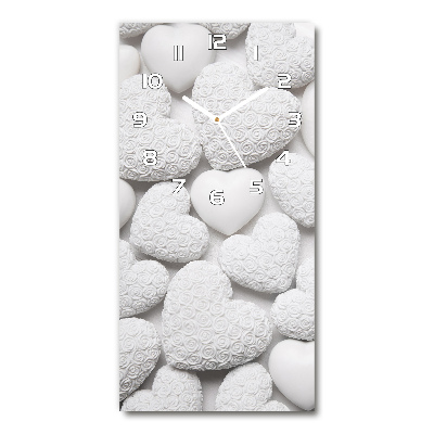 Zegar ścienny cichy Białe tło serca