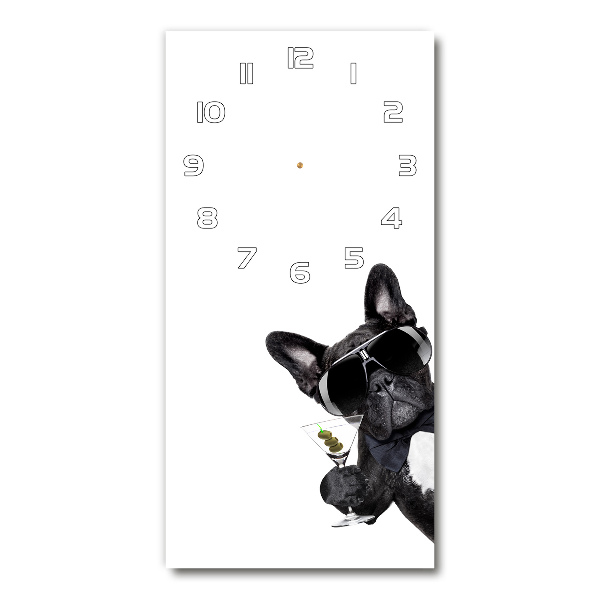 Rechthoekige glazen wandklok Piez met martini