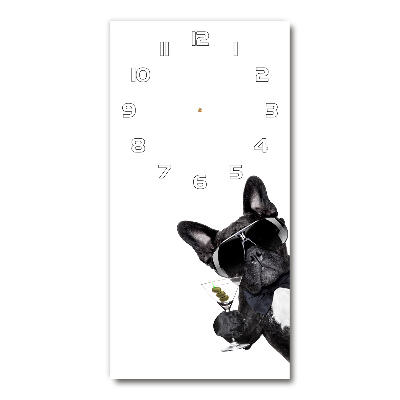 Rechthoekige glazen wandklok Piez met martini