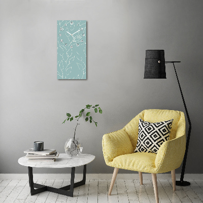 Rechthoekige glazen wandklok Bladeren