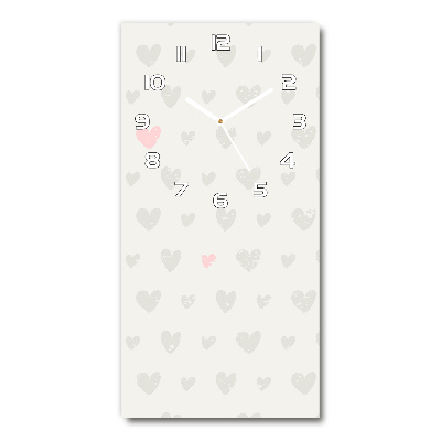 Rechthoekige glazen wandklok Achtergrond met hartjes