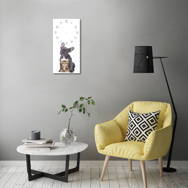 Glazen klok rechthoekige Hond en kat