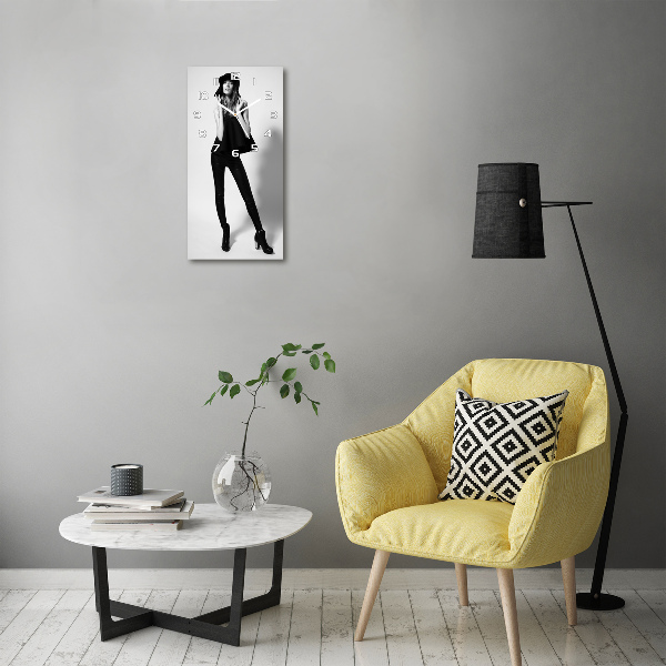 Glazen klok rechthoekige Vrouw in het zwart