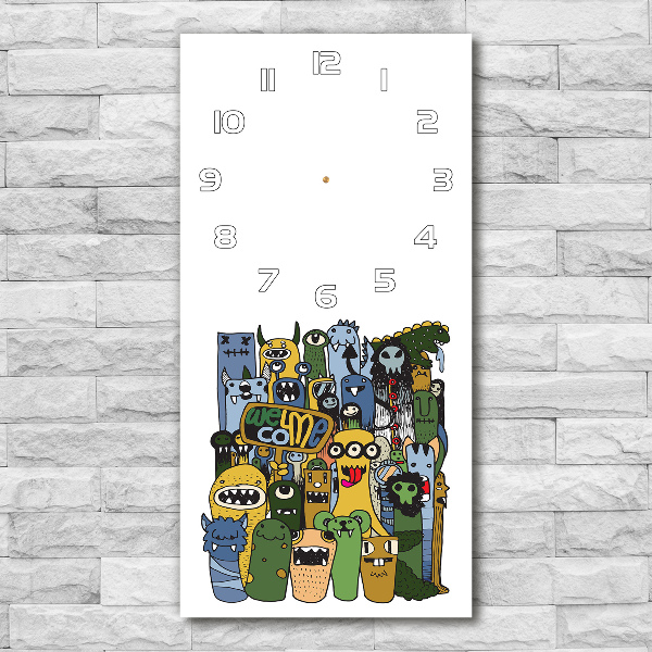 Rechthoekige glazen wandklok Gekke monsters