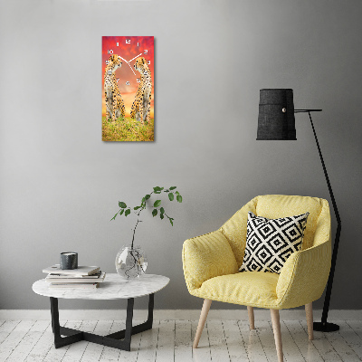 Rechthoekige glazen wandklok Twee cheetahs