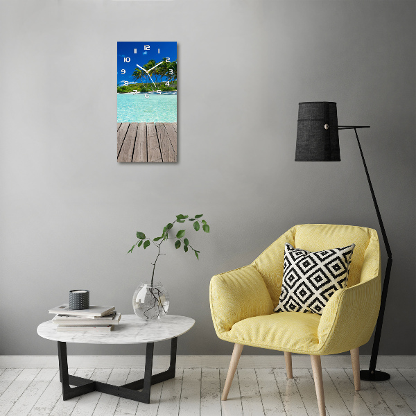 Rechthoekige glazen wandklok Tropisch strand
