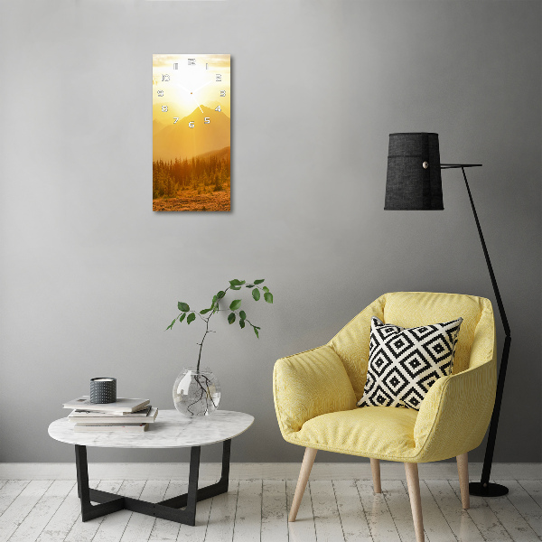 Rechthoekige glas klok Zonsondergang boven de bergen