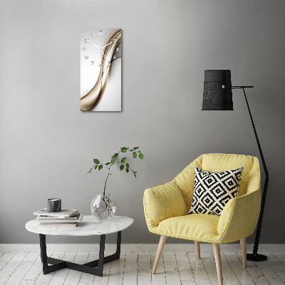 Rechthoekige glazen wandklok Bruine golf