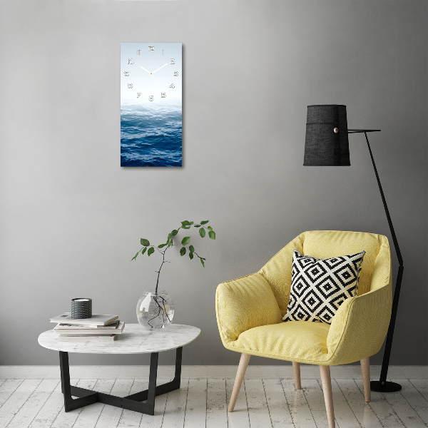 Rechthoekige glazen wandklok Zeegolven