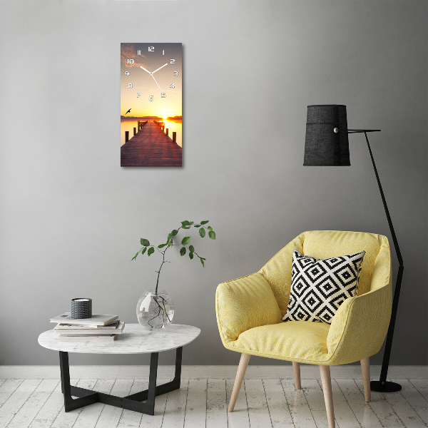 Rechthoekige glazen wandklok Zonsondergangpier