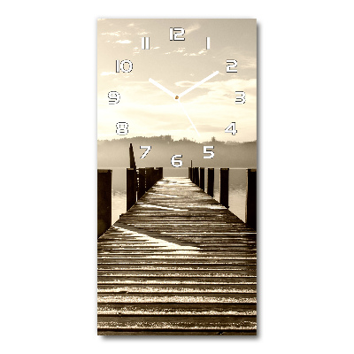 Rechthoekige glazen wandklok Houten steiger