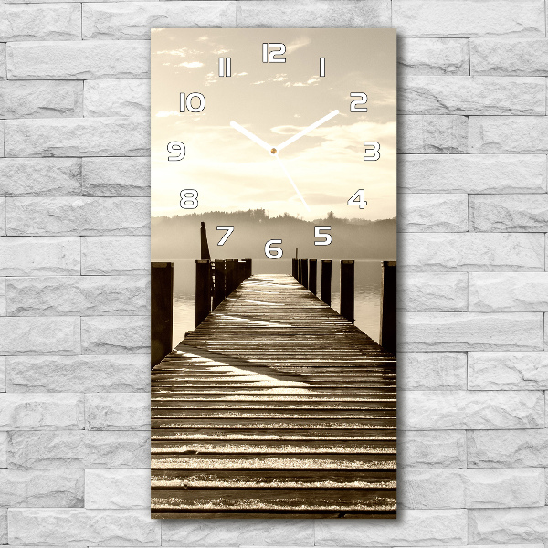 Rechthoekige glazen wandklok Houten steiger