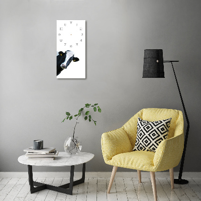 Rechthoekige glazen wandklok Gevlekte koe