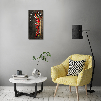 Rechthoekige glazen wandklok Chilipepers