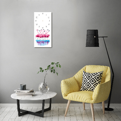 Rechthoekige glazen wandklok Flamingo's