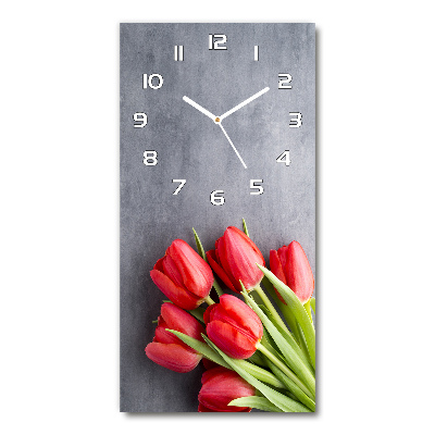 Rechthoekige glas klok Rode tulpen