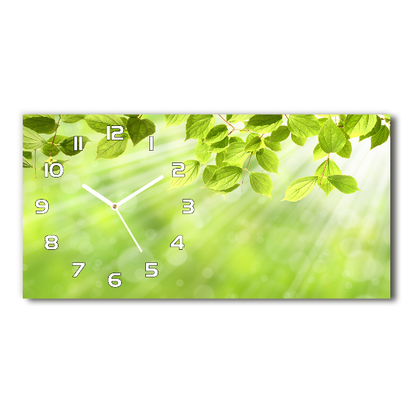 Glazen wandklok rechthoekig Bladeren