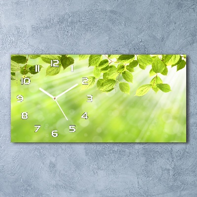 Glazen wandklok rechthoekig Bladeren