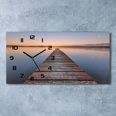 Langwerpige wandklok van glas Houten steiger