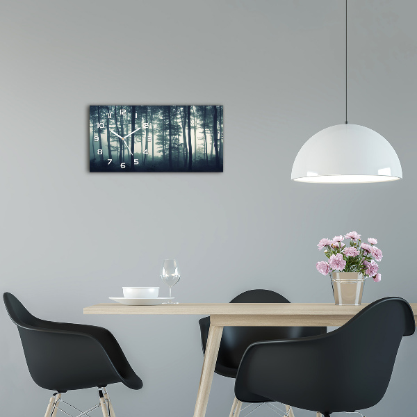 Glazen wandklok rechthoekig Bos in de mist