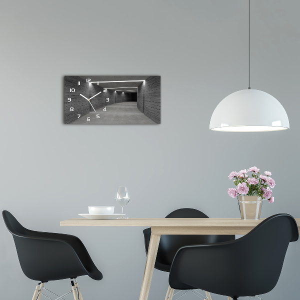 Langwerpige wandklok van glas Betonnen tunnel