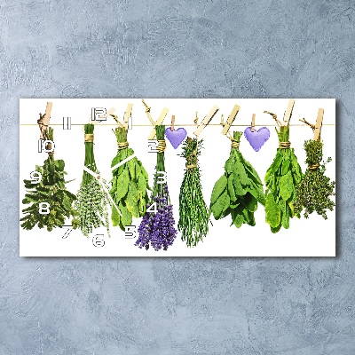 Glazen klok horizontaal Kruiden aan een touwtje