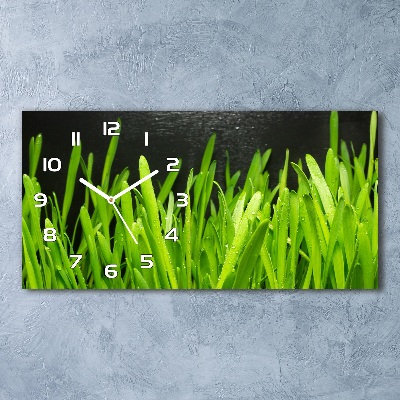 Glazen wandklok rechthoekig Gras
