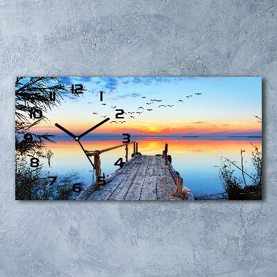 Glazen klok horizontaal Steiger aan het meer