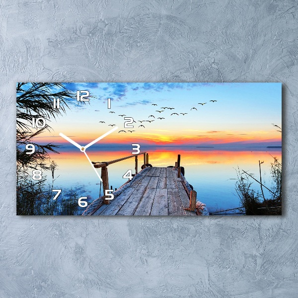 Glazen klok horizontaal Steiger aan het meer