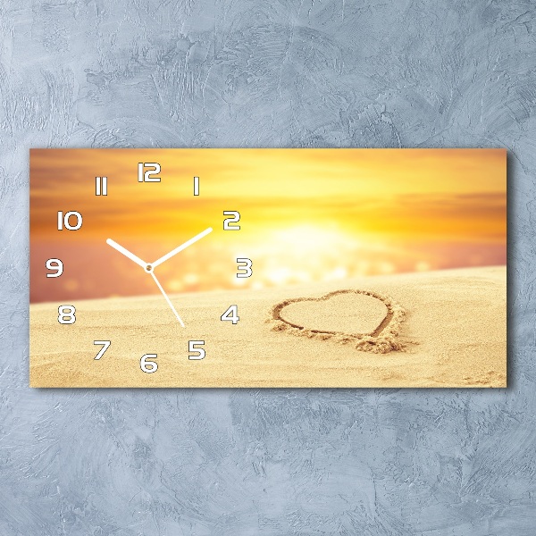 Glazen klok horizontaal Hart in het zand