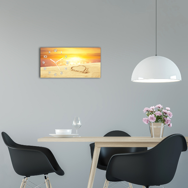 Glazen klok horizontaal Hart in het zand