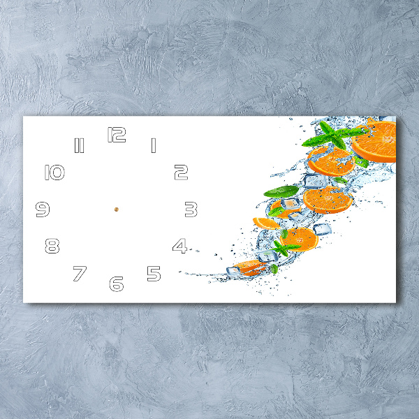 Glazen wandklok rechthoekig sinaasappels