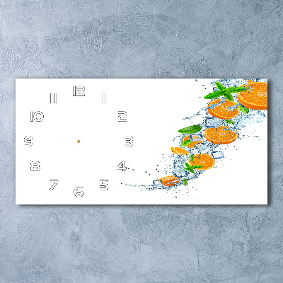 Glazen wandklok rechthoekig sinaasappels