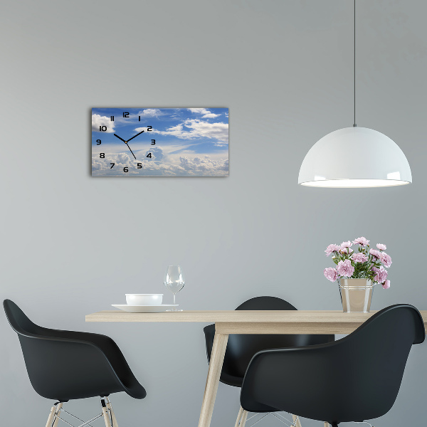 Glazen klok horizontaal Wolken aan de hemel