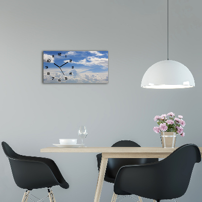 Glazen klok horizontaal Wolken aan de hemel