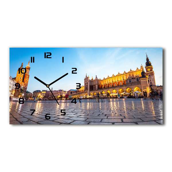 Langwerpige wandklok van glas Krakau, Polen
