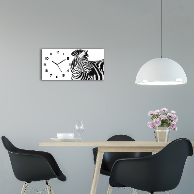 Langwerpige wandklok van glas Zebra in de sneeuw