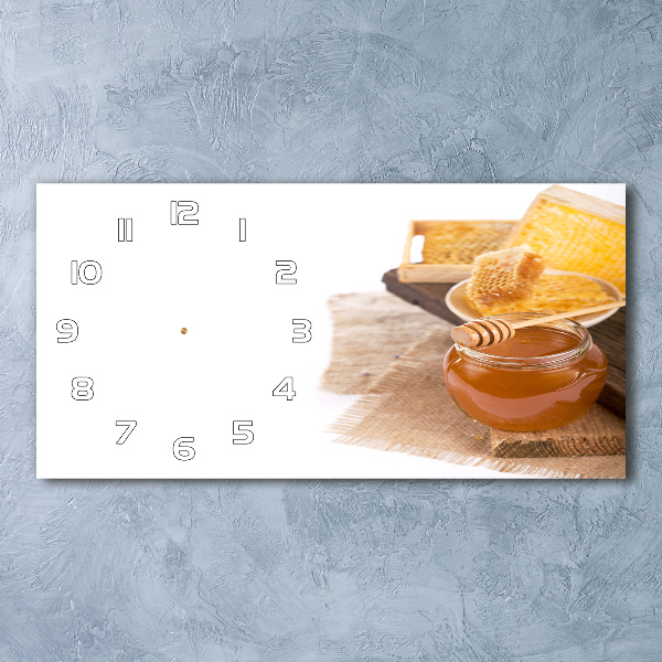 Glazen wandklok rechthoekig Honing