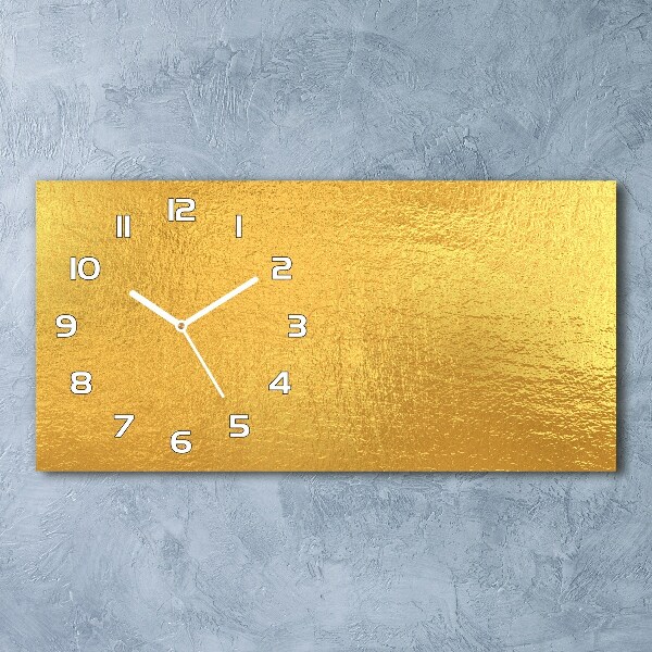 Glazen klok horizontaal Achtergrond van goudfolie