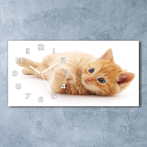 Glazen wandklok rechthoekig Gemberkat