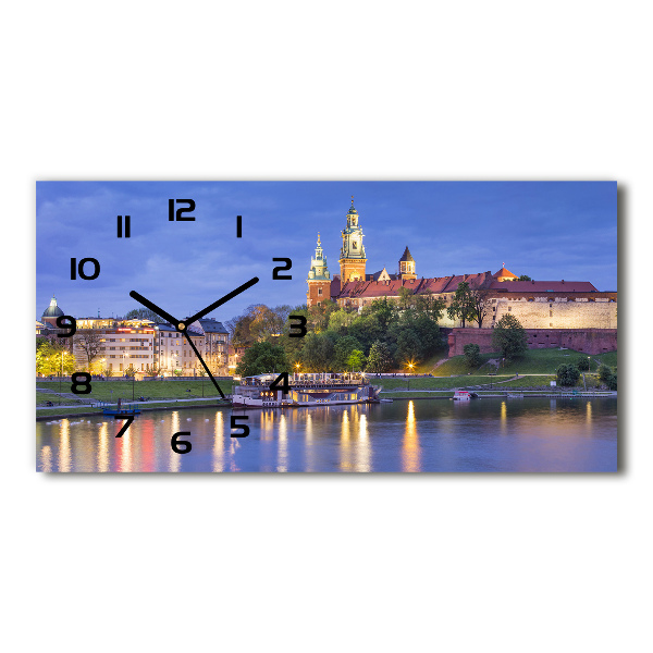 Langwerpige wandklok van glas Krakau, Polen