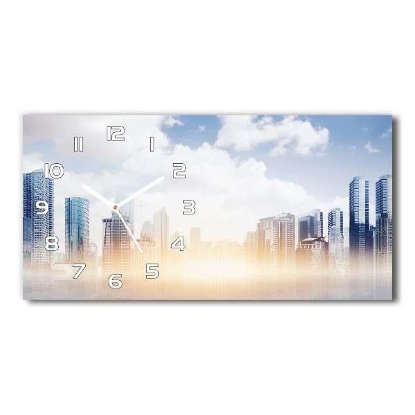 Langwerpige wandklok van glas Wolkenkrabbers