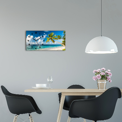 Langwerpige wandklok van glas strand van de Malediven