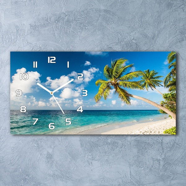 Langwerpige wandklok van glas strand van de Malediven