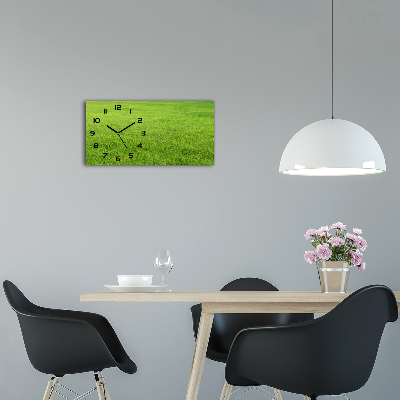 Langwerpige wandklok van glas Groen gras